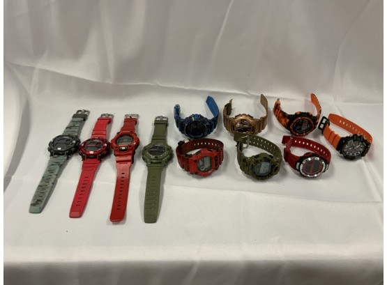 11 Assorted Sport Watches Including G-shock And Armitorn