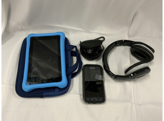 Electronic Lot Including A Amazon Free Time For Kids, Headphones, Earbuds