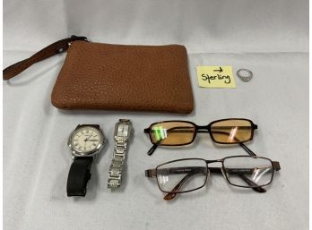 Change Purse, Watches, Glasses, Sterling Ring