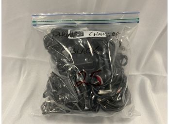 25 Assorted Black Phone Chargers