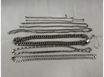 9 Costume Silver Colored Necklaces