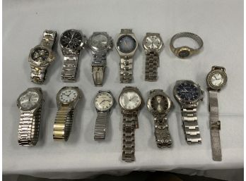 13 Assorted Silver Watches