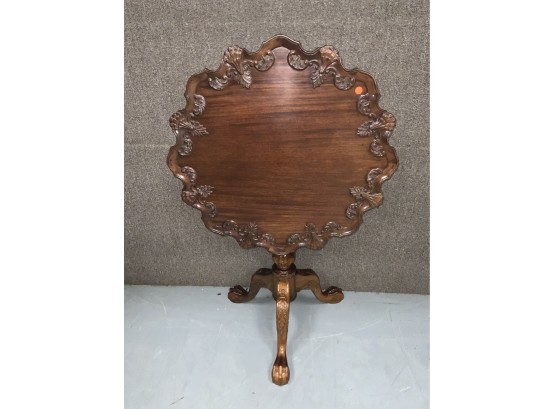High Quality Reproduction Tilt Top Carved Mahogany Table