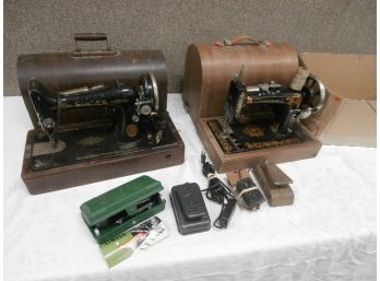 2 Sewing Machines, Buttonholer And Foot Pedals