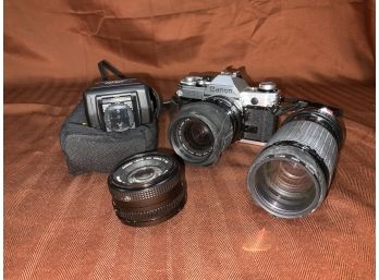 Canon Camera Lot AE-1 With Lenses