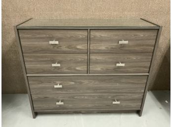 Grey Wash 4 Over 2 Contemporary Dresser With Glass Top