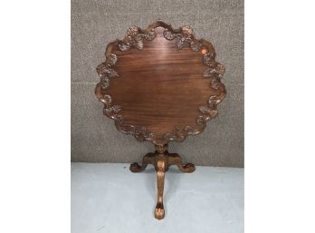 High Quality Reproduction Tilt Top Carved Mahogany Table