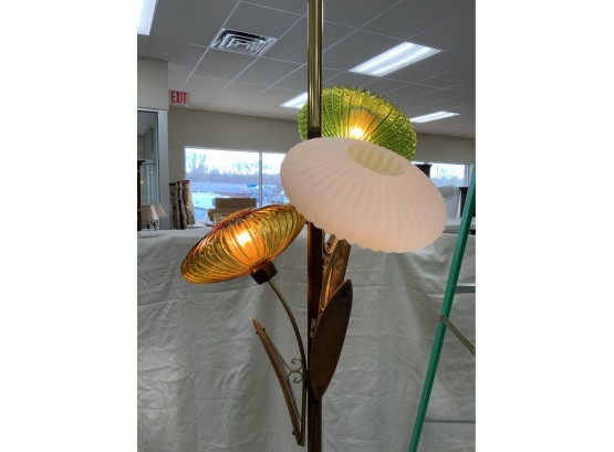MID Century Teak Floral Pole Lamp