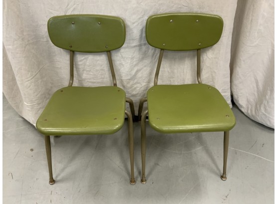 A Pair Of Retro Green Virco Chairs