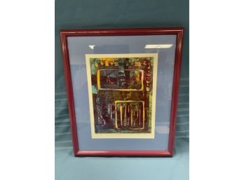 Myra Hall  Glowing Rectangles Trial Proof Colored Etching
