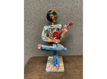 Wooden Abstract Figural Sculpture With Picasso Style Face