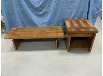 Lane Furniture Brutalist Inlaid Coffee Table And Side Table