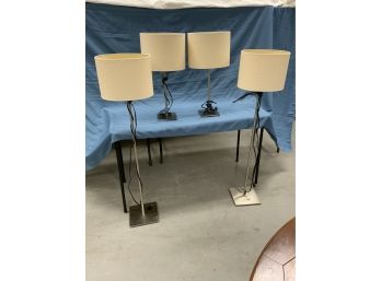 Set Of 4 Brushed Nickel Lamps Including Adjustable Floor And Table Lamps Ikea