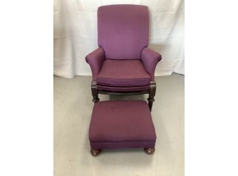 Victorian Purple Arm Chair With Stool