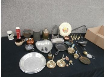 Large Assorted Lot Of Country And Kitchen Items Including Table Talk Pie Tins, Etc.