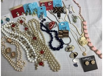 An Assorted Lot Of  Costume Jewelry Including Necklaces And Earrings
