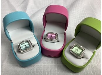 3 Gruen Quartz Ring Watches In Gift Boxes