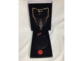 Two Fashion Necklace Sets With Earrings