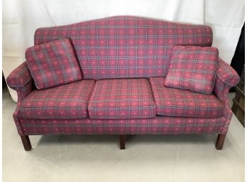 Red Plaid Chippendale Style Sofa