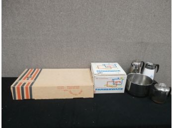 Vintage Kitchen Items Including A Food Warmer And A Sauce Pot