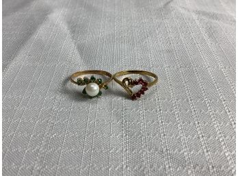 2-10K Rings Including Ruby And Emeralds 2.6 Grams