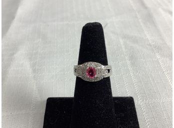 14K Diamond With Pink Center Stone And Filigree Detail4.7 Grams