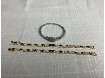 3 Sterling Silver Gemstone Tennis Bracelet 62.9 Grams
