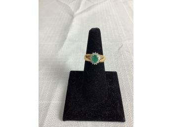 14K Emerald And Diamond Ring 4.1 Grams