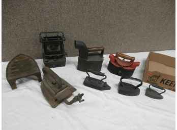 Country Lot Of Irons And Related Items Including A Cuff And Collar Crimper