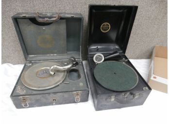 2 Portable Phonographs, 1 Carola 'The Nightingale Of Phonographs' 1 Carryola Master, UNTESTED, For Parts