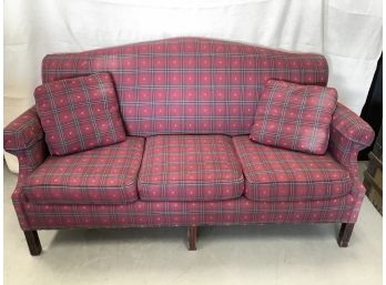 Red Plaid Chippendale Style Sofa