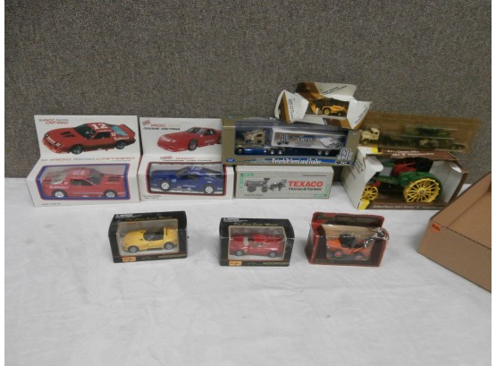 Assorted Boxed Die Cast And Plastic Vehicles Including 2 IROC Camaro Racing Cars (c1988)
