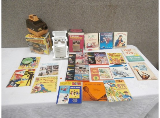 Janet Flashbrite, Talking View Master With 3 Reel Sets, Kids Records, Little Golden Books, Etc.