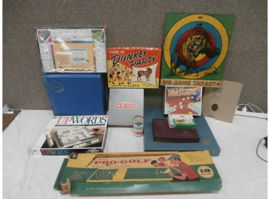Game Lot Including Pressman Pro Golf, Big Game (target Only), Game Of Manchester CT., Donkey Party, Etc.