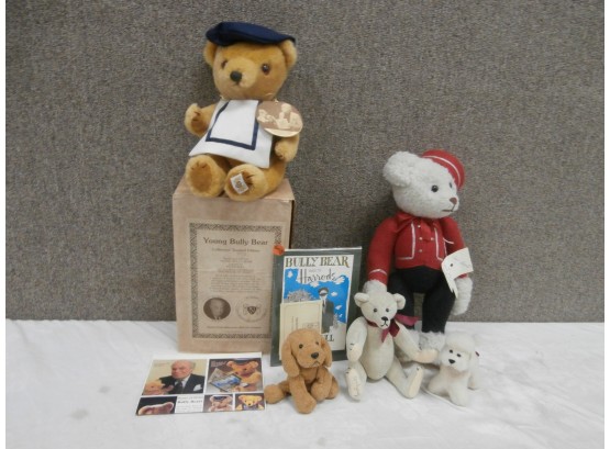 Teddy Bear Lot Including Young Bully Bear By Peter Bull And A Bell Hop Bear, Etc.