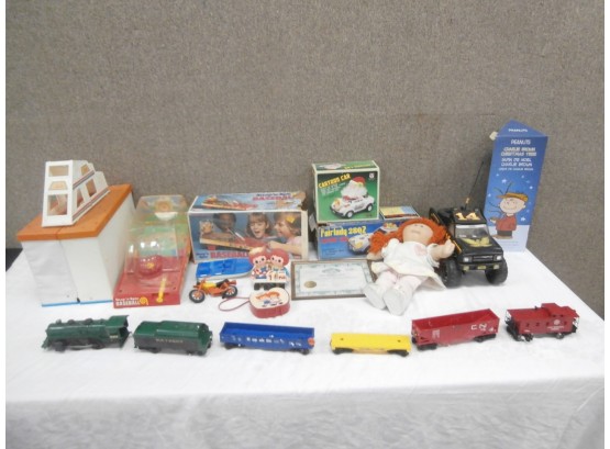 Large Vintage Toy Lot Including Snap'N'Spin Baseball, Cartoon Santa Car, Fair Lady, 2802 Patrol Car, Etc.