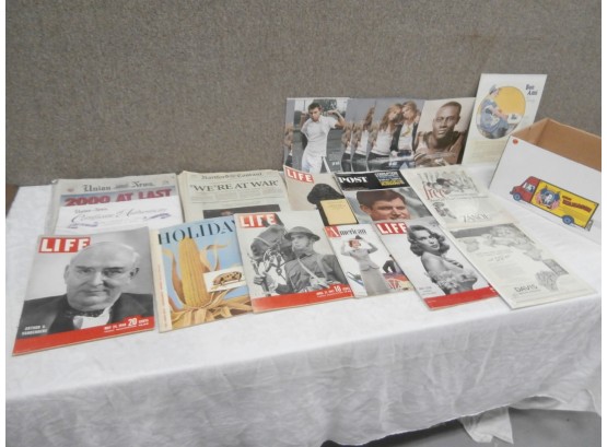 Ephemera Including Life Magazines, Ads, Newspapers And Other Related Items