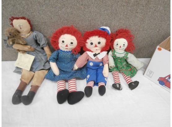 4 Raggedy Ann And Andy Dolls