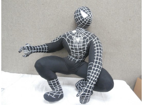 Life Size Black Suit Spiderman, In A Crouch Position By Toy Factory