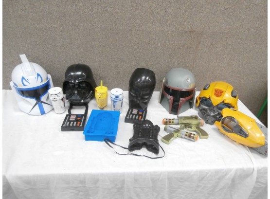 Star Wars Helmet Lot With Accessories Including 1 Transformers Helmet