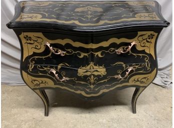 Black Bombay 2 Drawer Chest With Gold Hand Painting