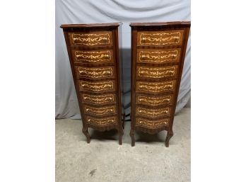 Pair Of 7 Drawer Lingerie Inlaid Chests