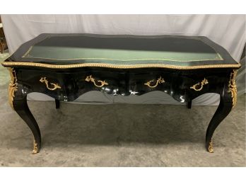 Large Black Bombay Style Flat Top Writing Desk With Great Gold Ormolu