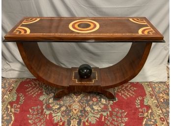 Inlaid Hall Table With U Shaped Base With Ball Pattern
