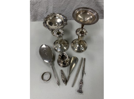 Assorted Pieces Of Sterling Silver Mostly Weighted