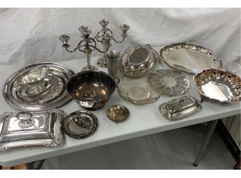 Assorted Silver-plate Lot Including Serving Pieces
