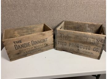 2 Antique Advertising Crates Including Dandie Dinmont Scotch And New England Food Products