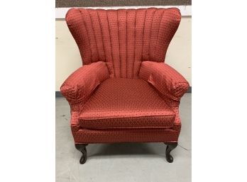 Red Tufted Back Wing Chair