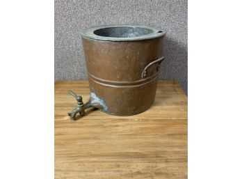 Antique Copper Cooler With A Brass Spigot