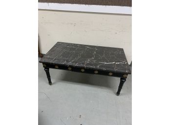 High Quality Black Marble Top Coffee Table With Black And Brass Base